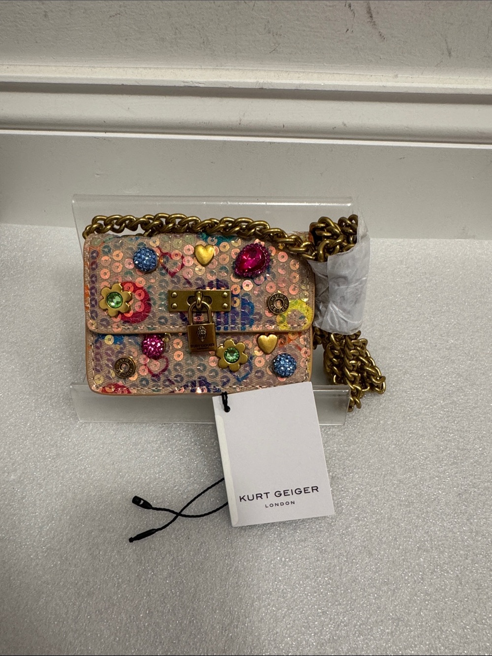 Kurt Geiger micro Britton crystal crossbody bag purse NWT